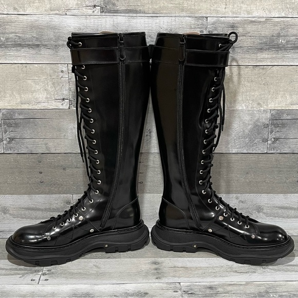ALEXANDER MCQUEEN Tread Tall Lace-Up Platform Boot - Black - Sz - 11 US / 41 EU - Picture 9 of 13